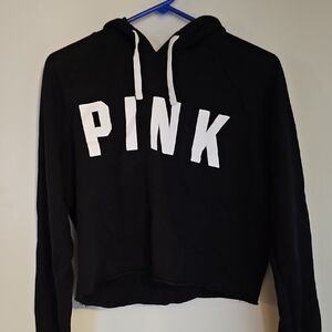 PINK Victoria's Secret Black Cropped Hoodie Long Sleeve
